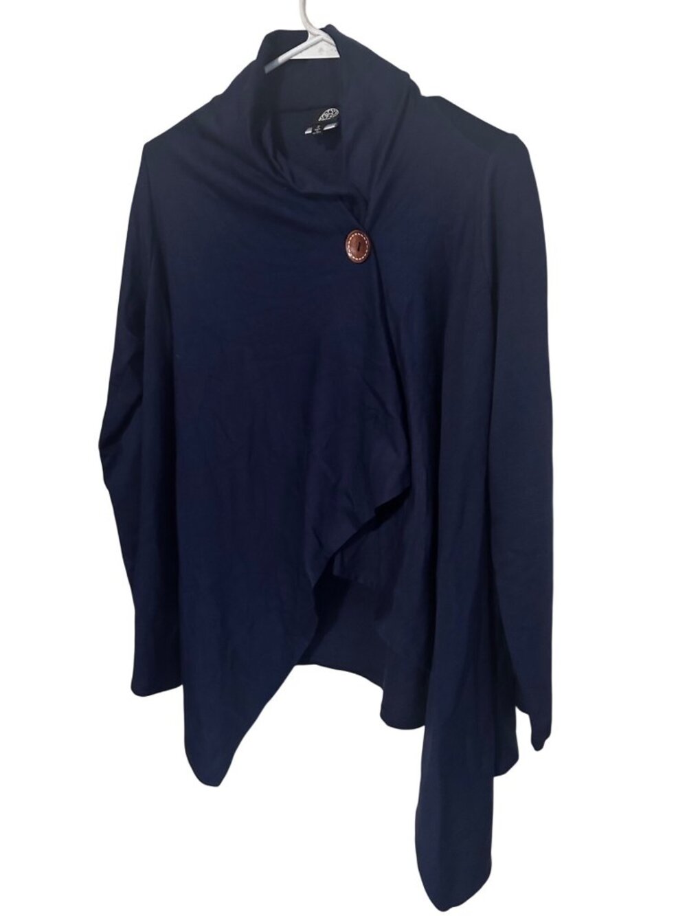 Bobeau single button blue cardigan size S